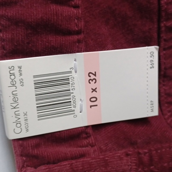 CALVIN Klein Burgundy (Wine) Red Corduroy Bootcut Pants - Size 10 (30"x32"L) - Picture 8 of 8